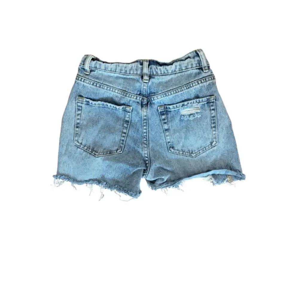 PacSun Baggy Denim Shorts Women's Size 25 Distressed Button Fly Light Wash